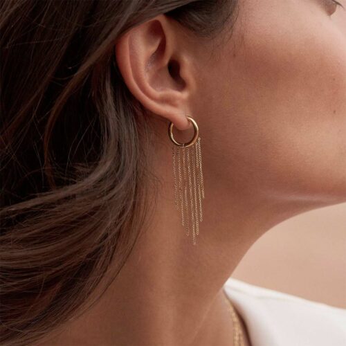 créoles multichaines dorées - boucles d'oreilles chaine acier inoxydable - boutique bijoux en ligne