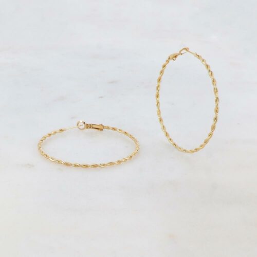 créoles torsadées fines - boucles d'oreilles acier inoxydable - boutique bijoux en ligne