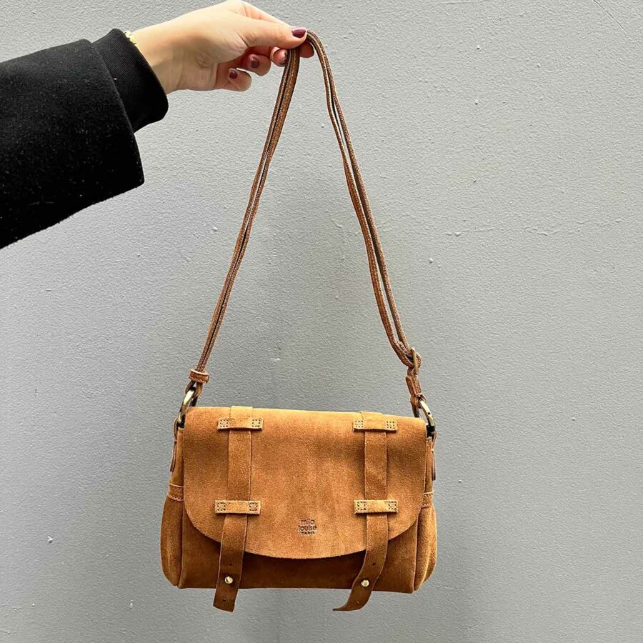 sac mahé camel mila louise - sac mahé en ligne - sac mila louise en ligne - besace daim camel - boutique bijoux en ligne