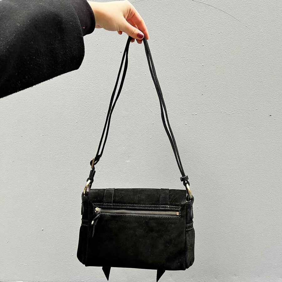 sac mahé noir mila louise - sac mahé en ligne - sac mila louise en ligne - besace daim noir - boutique bijoux en ligne