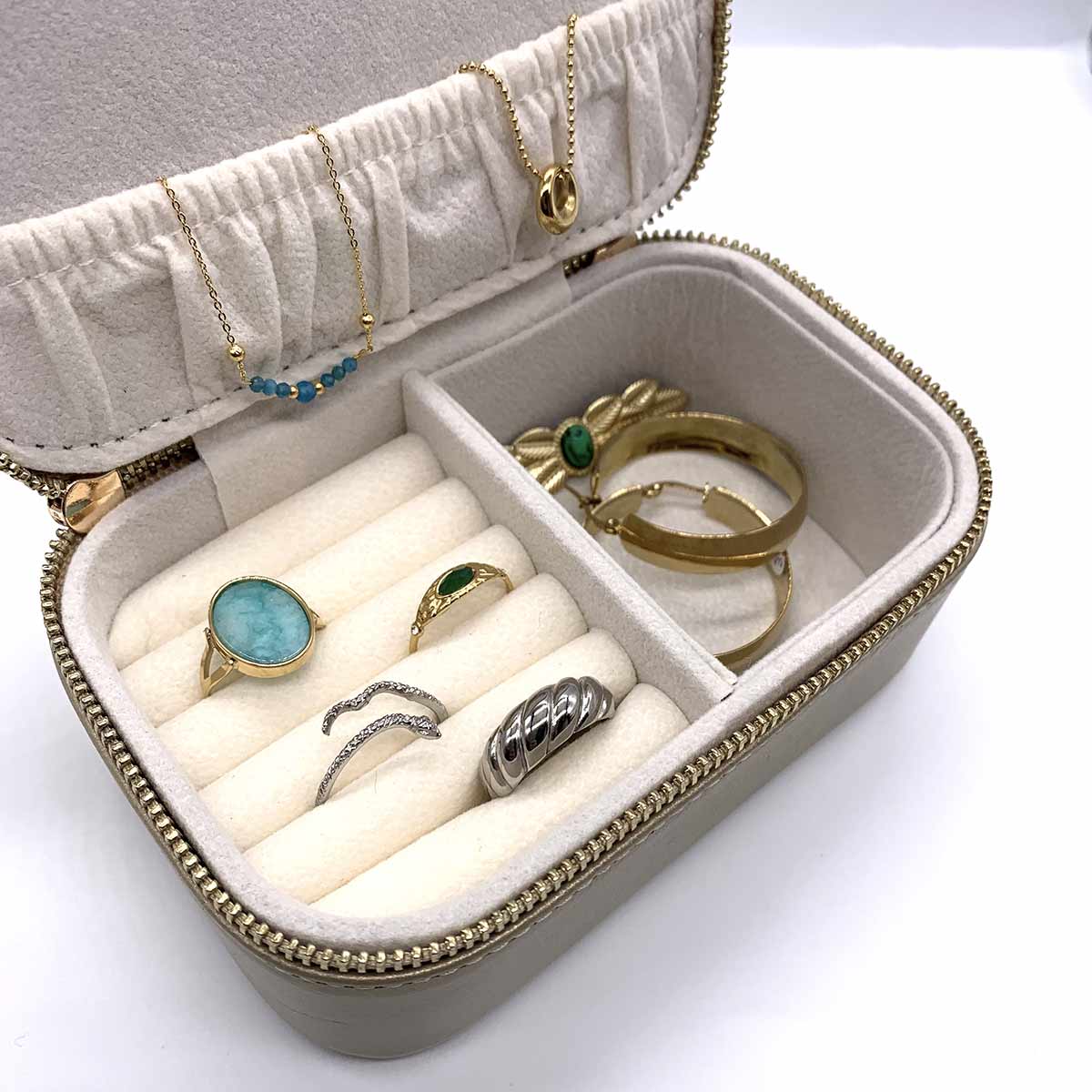 rangement bijoux de voyage - boite à bijoux en cuir doré po&me. Boutique bijoux en ligne