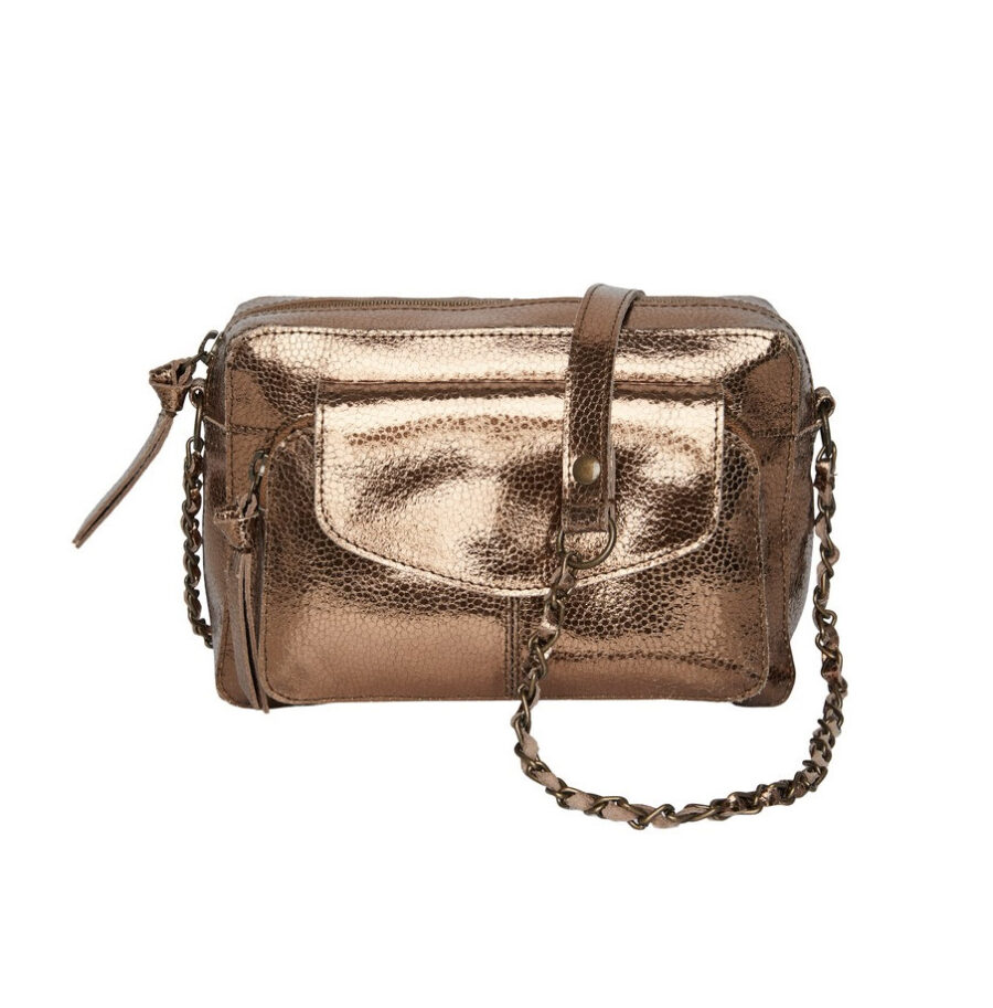 sac naina leather cross body pieces - sac bandoulière cuir doré - boutique bijoux en ligne