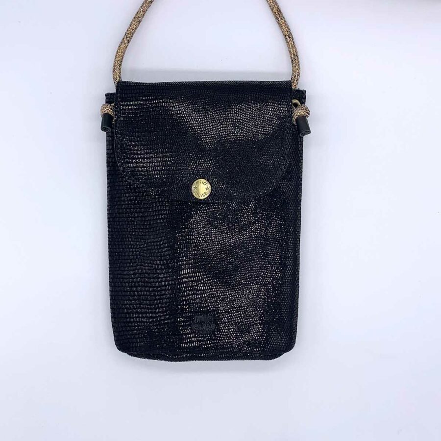 sac roel lz noir- Mila Louise - pochette daim texturé