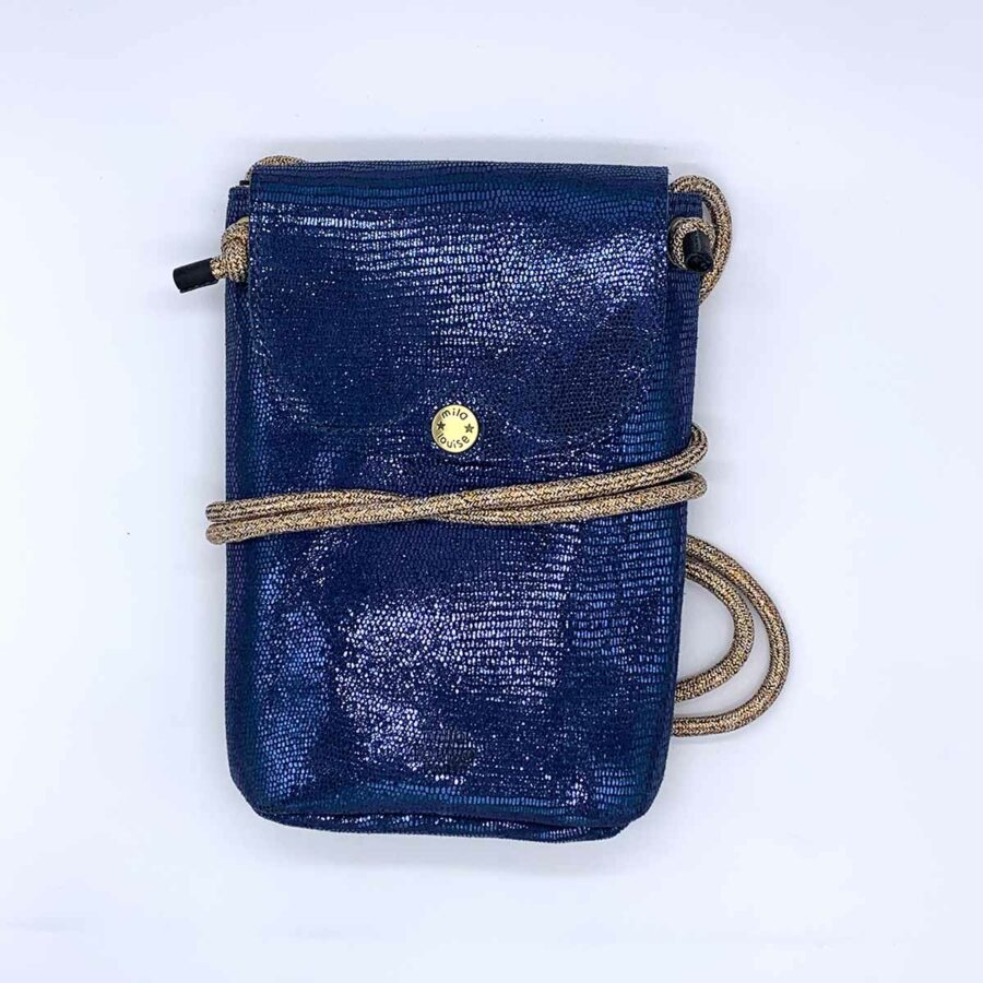 sac roel lz bleu- Mila Louise - pochette daim texturé