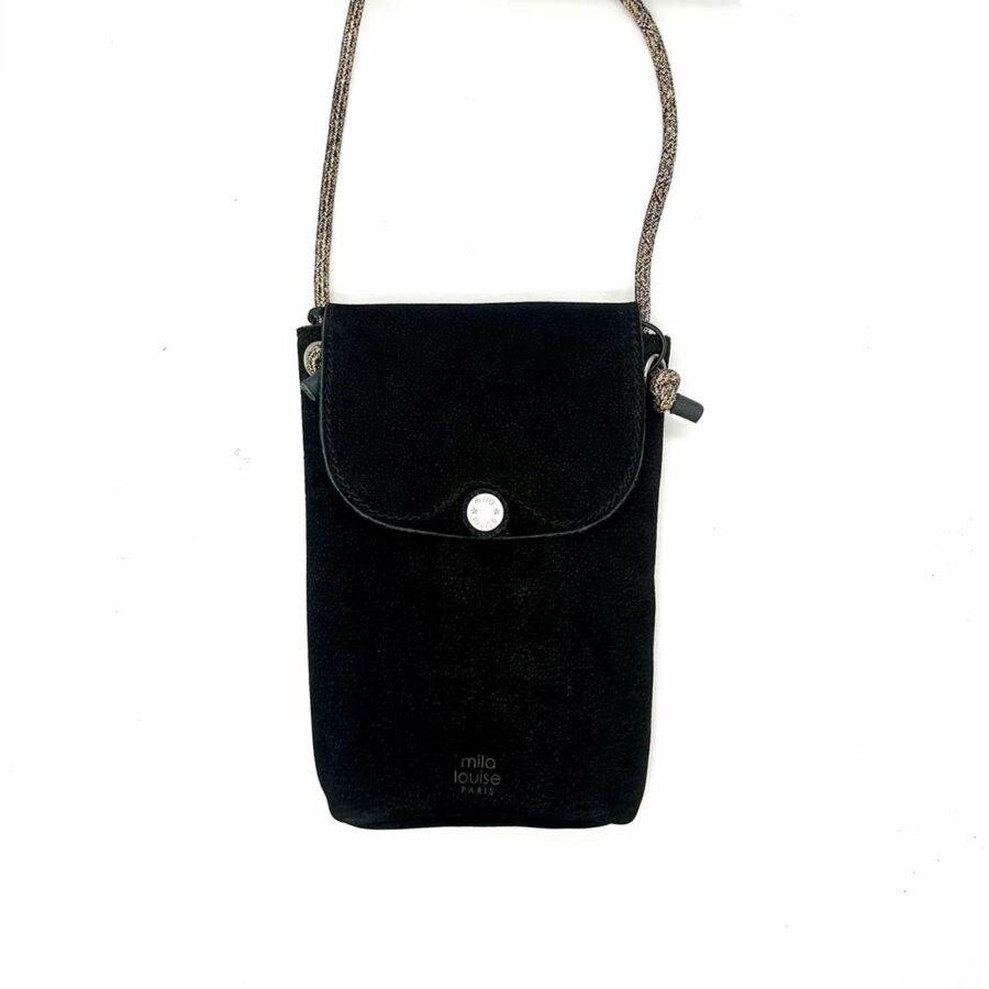 sac mila louise - modèle Roel noir - pochette en daim - boutique bijoux en ligne