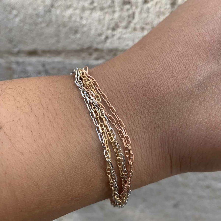 bracelet zoe - bracelet chaine maille marine 3 or - boutique bijoux en ligne