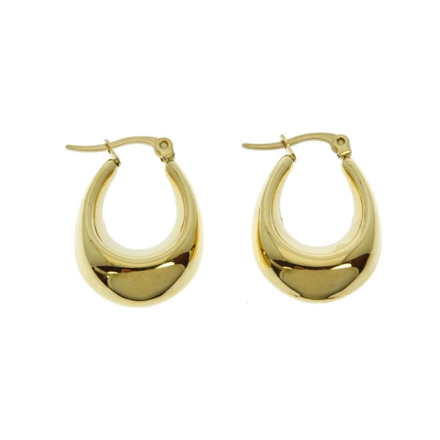 boucles d'oreilles dorées en forme de goutte. Boucles d'oreilles acier inoxydable - boutique bijoux en ligne