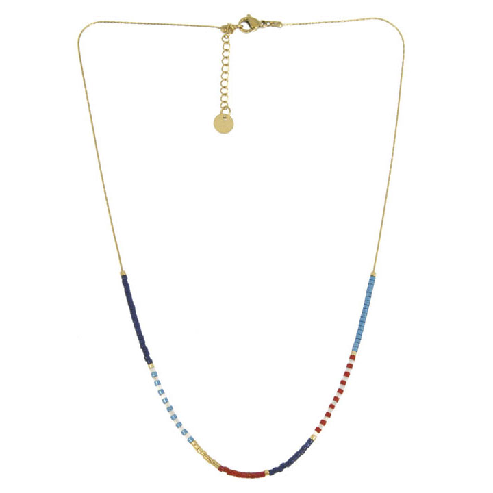 collier multicolore acier inoxydable et perles miyuki. Boutique bijoux en ligne