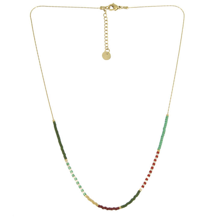collier multicolore acier inoxydable et perles miyuki. Boutique bijoux en ligne