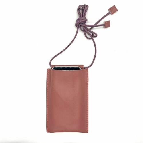 pochette telephone Alice vieux rose prune - sac bandoulière cuir - boutique en ligne