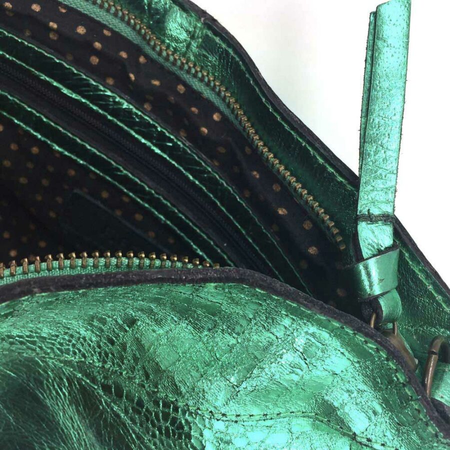 sac Malene pieces - sac cuir métallisé vert - Boutique mieux bijoux - boutique bijoux en ligne