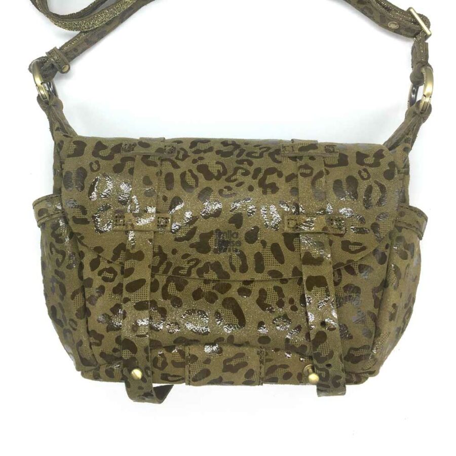 sac berna mila louise cuir imprimé motif lépard kaki boutique bijoux en ligne Mieux