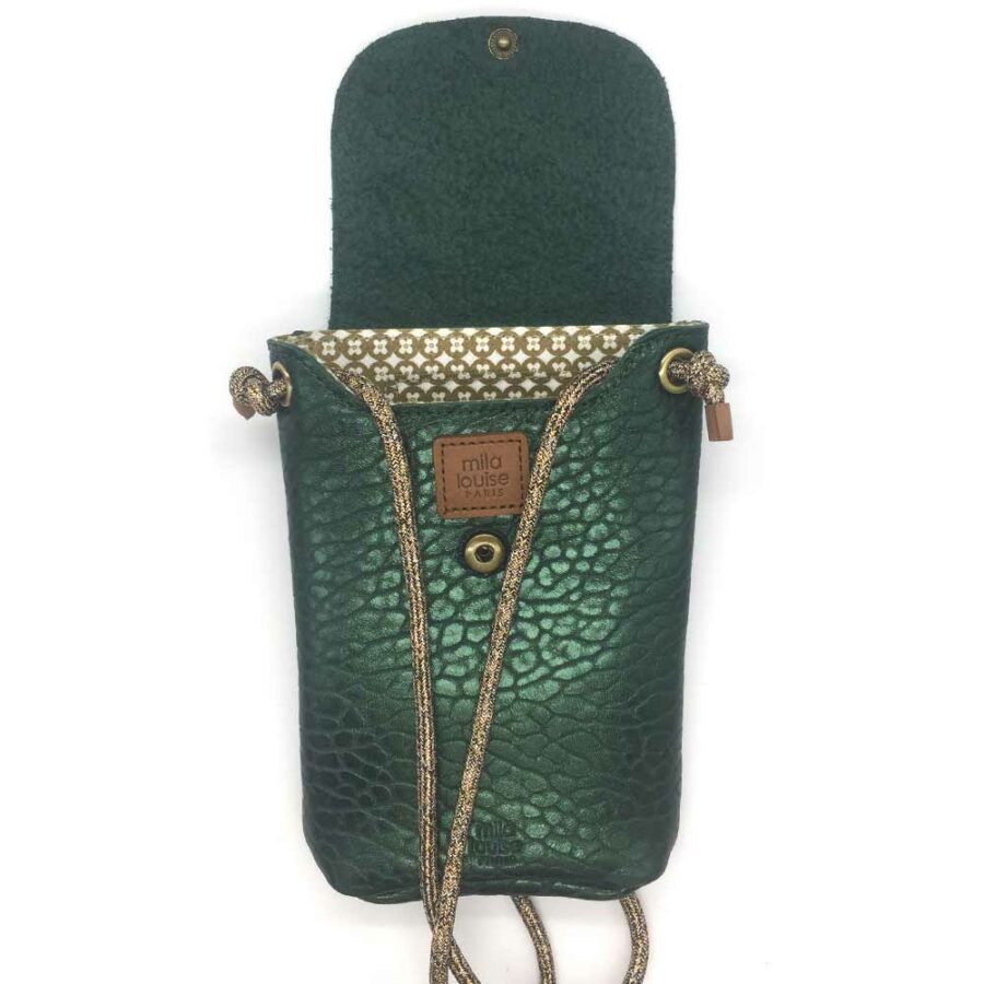 pochette telephone Roel cuir bubble vert Mila Louise boutique mieux vente en ligne