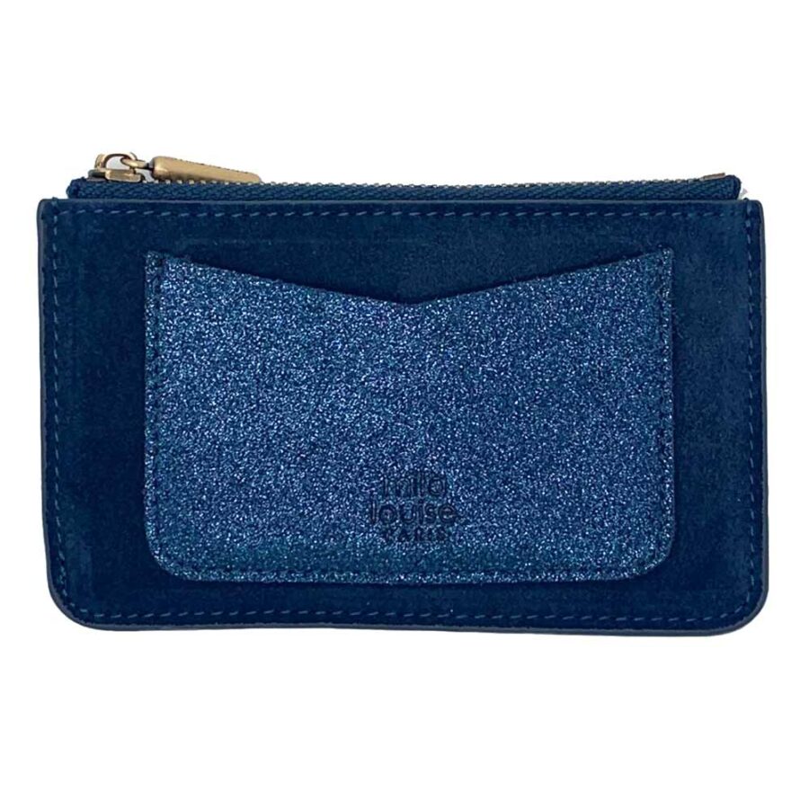 mimi, portecarte, porte monnaie cuir encre bleu, boutique Mieux bijoux vente en ligne